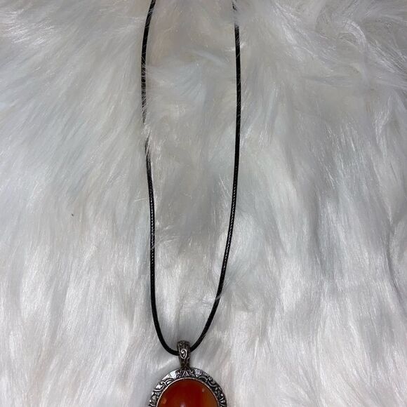 SIMULATED CAMELIAN oval stone reversible 9” choker - Picture 4 of 7